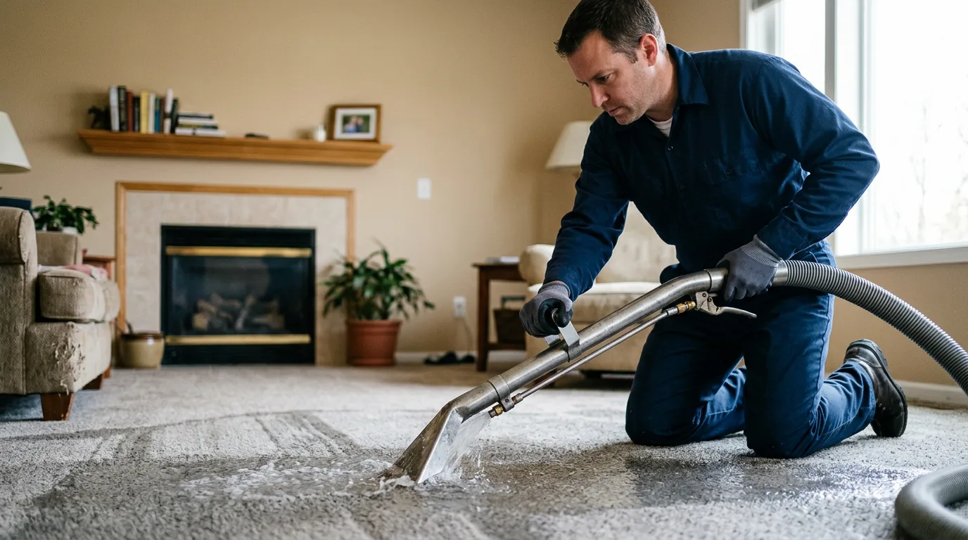 Water damage restoration technician working near Plainville, GA